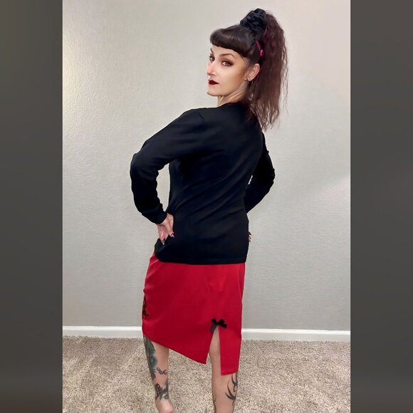 Red Sourpuss Anchor Pencil Skirt Nautical Retro 50s Rockabilly Pinup XL - Picture 8 of 11